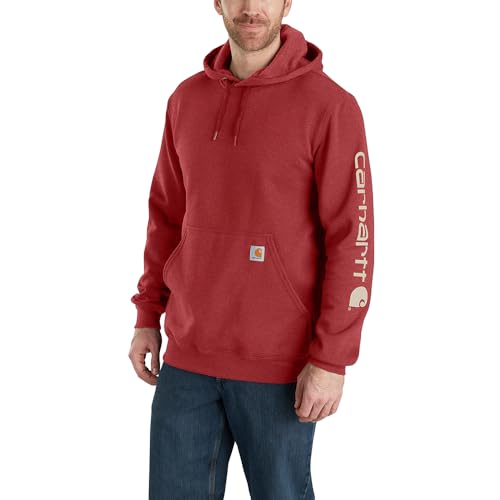Image of Carhartt Men's Signature Sleeve Logo Midweight Sweatshirt Hooded