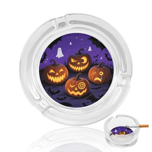 Cenicero de cristal para cigarrillos, calabazas con varias expresiones, cenicero para fumadores, hogar, oficina, interior y exterior, decorativo