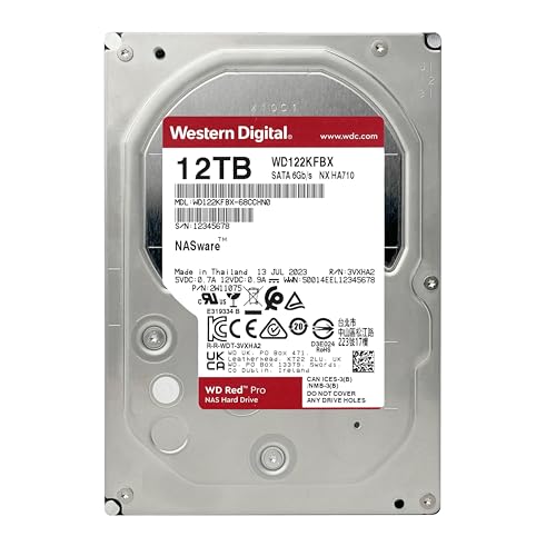 Image of Western Digital 12TB WD Red Pro NAS Internal Hard Drive HDD - 7200 RPM, SATA 6 Gb /s, CMR, 512 MB Cache, 3.5 inch - WD122KFBX