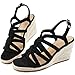 Aomigoct Wedge Sandals for Women Dressy: Black 8 Comfortable Casual Work Espadrille Wedges - Ladies Summer Outdoor Walking Shoes