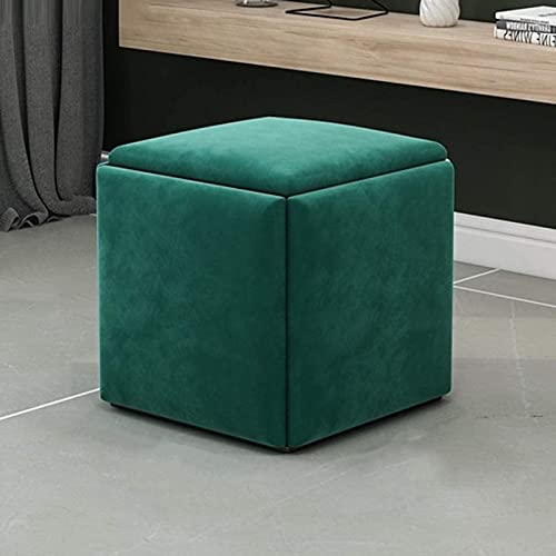 PHSH Tabouret de Chaise de Canapé Empilable, 5 en 1 Sièges Cube Repose-Pieds, Tabouret en Cuir PU, Repose-Pieds Carré pour Salle à Manger/Bureau à Café (Taille : 35x35x36cm) Vert