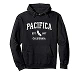 Pacifica California CA Vintage Athletic Sports Design Pullover Hoodie