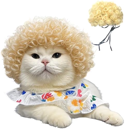 Dinhala Amusing Pet Dog Wigs Costume, Granny Pet Cat Wigs Costumes Trimable for Halloween Christmas Birthday Parties & Other Holiday Role-Playing