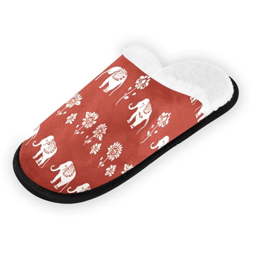 White Flowered Elephant Slippers For Women Men Soft Memory Foam Non-Slip Animal Winter Indoor House Shoes Travel Slipper2