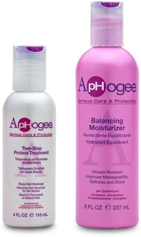 Aphogee Hair Care Double Bundle – Two-Step Protein Treatment (4 fl oz) & Balancing Moisturizer (8 fl oz)