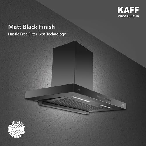Image of KAFF ASHPRO 90 DC 90cm Kitchen Chimney | 1400 m /hr Suction | BLDC Motor | Filterless Auto Clean | Gesture & Touch Control | Wall Mounted | Black |12 Years Motor Warranty