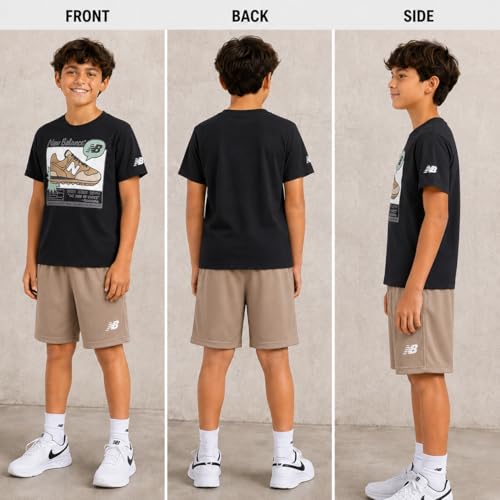 Image of New Balance Boys Athletic Shorts Set - 2 Piece Cotton Blend Jersey Shirt and Active Basketball Shorts for Boys