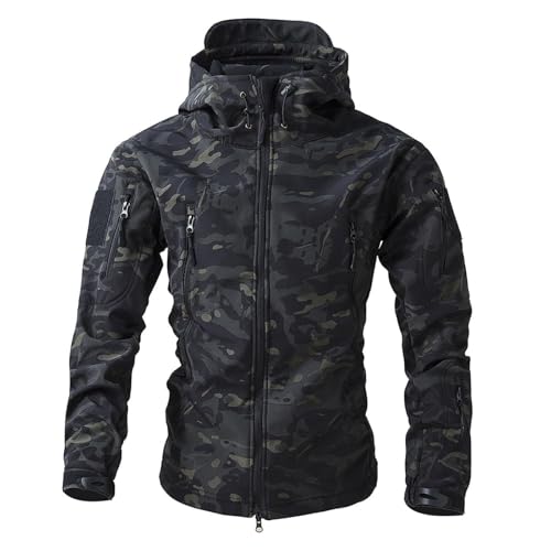 PBTMCD Chaqueta Táctica De Forro Polar Softshell For Hombre, Impermeable, Resistente Al Viento, con Capucha, Agua Cálida For Senderismo, Trabajo, Ropa Invierno(5#,3X-Large)