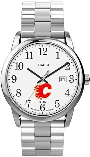 TIMEX Reloj Easy Reader de 38 mm para hombre con correa de expansión, Calgary Flames, Easy Reader de 38 mm