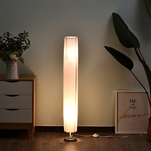 HOMCOM Lámpara de Pie Moderna para Dormitorio Comedor Salón (2 E27 Bombilla) Interruptor de y Bajo Consumo con Base de Acero Inoxidable 120 cm Blanco