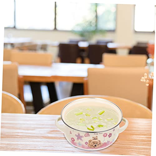 Luxshiny Enamel Lidded Pot with Double Ears, Household Saucepan and Enamel Soup Pot for Hob Cooking and Biryani Preparation - Image 9