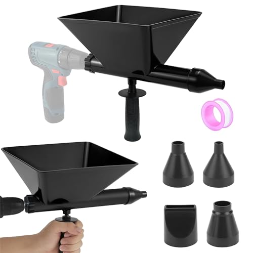 MeYuxg Large Size Auger Mortar Grout Gun Plastic Cement Caulking Gun with 4 Nozzles for Electric Drills-Black
