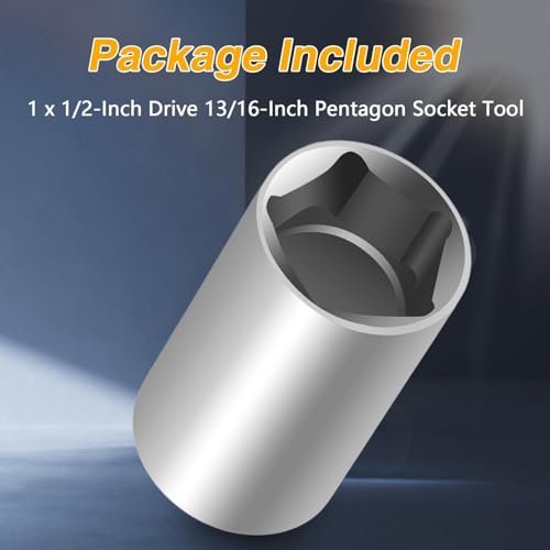 Image of EVRBUL 13 /16 inch Penta Socket with 1 /2 inch Drive Stainless Steel Pentagon Socket Tool for Pentagonal Nuts and Bolts (Pack of 2)