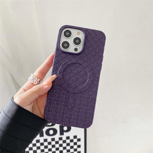 Étui de charge magnétique iPhone 14 Pro Max en cuir violet nomade