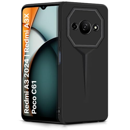 Image of WOW IMAGINE Slim Back Cover for Mi Redmi A3 | Redmi A3X | Poco C61 | Blade Series Ultra Thin Case with Lightweight Design | Camera Protection | Soft Matte Silicone Flexible Mobile Case - Black