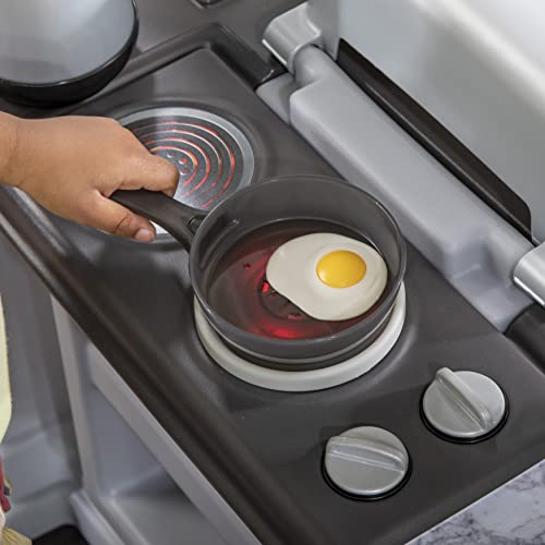 Step2 Grand Walk-in Kitchen & Grill Kids Playset, Indoor/Outdoor Kitchenette, Interactive Play with Lights and Sounds, Durable Plastic, 103 Piece Toy Accessories, Toddlers 2+ Years Old, Gray/White - image 7
