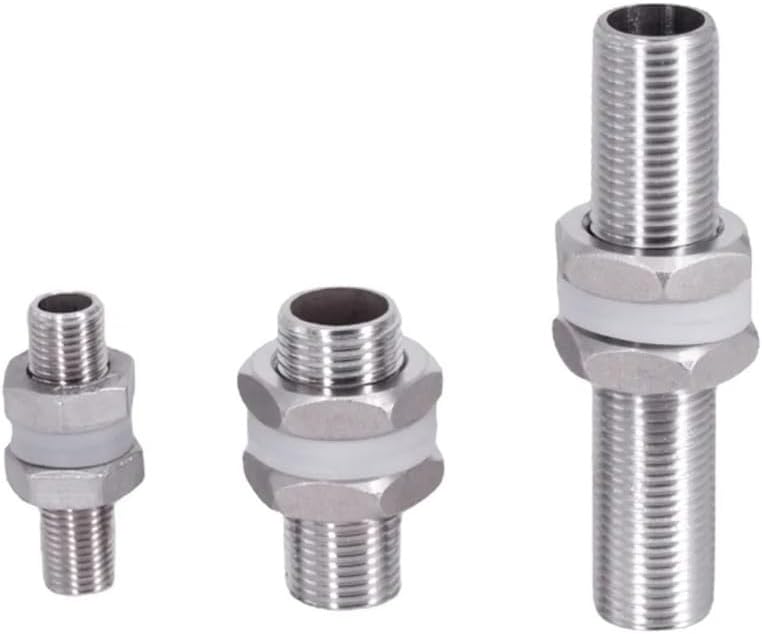 1/4" 3/8" 1/2" 3/4" 1" -2" 30 40 50 60 80 100 120 150mm Stainless Full Thread Bulkhead Lock Pipe Fitting Water Tank Aquarium(50MM_3/4")