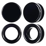 BAOSUOX Obsidian Ear Gauges Set, 4 Pack Glossy Black Plugs & Tunnels, Mirror Polished Volcanic Stone (size 00G-1') (Gauge=00g(10mm))