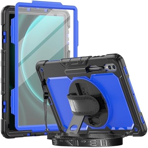 Herize Case Compatible with for Galaxy Tab S10 Ultra/ S9 Ultra/ S8 Ultra 14.6 Inch SM-X920 with Screen Protector | Three Layer Silicon Cover W/Hand Grip Shoulder Strap Cover