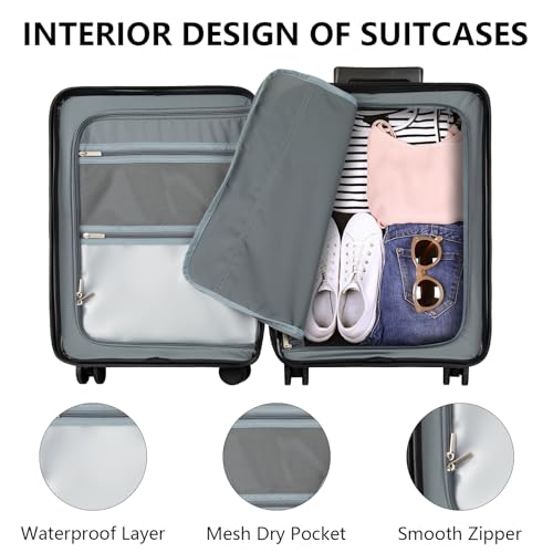 28-Inch Extra Large Lightweight Hardshell Check-In Luggage – TSA Lock, 360° Silent Spinner Wheels, Explosion-Proof Zipper – Durable Suitcase for Long Trips & Vacations (Grey)3