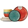 ONEMORE Plates and Bowls Set Microwavable Oven Dishwasher Safe Porcelain Dinnerware Set Scratch Resistant Ceramic Dish Set for 412pcs Assorted Colors