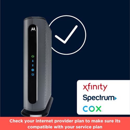 Motorola MB8611 DOCSIS 3.1 Multi-Gig Cable Modem | Pairs with Any WiFi Router | Approved for Comcast Xfinity, Cox Gigablast, Spectrum | 2.5 Gbps Port | 2500 Mbps Max Internet Speeds