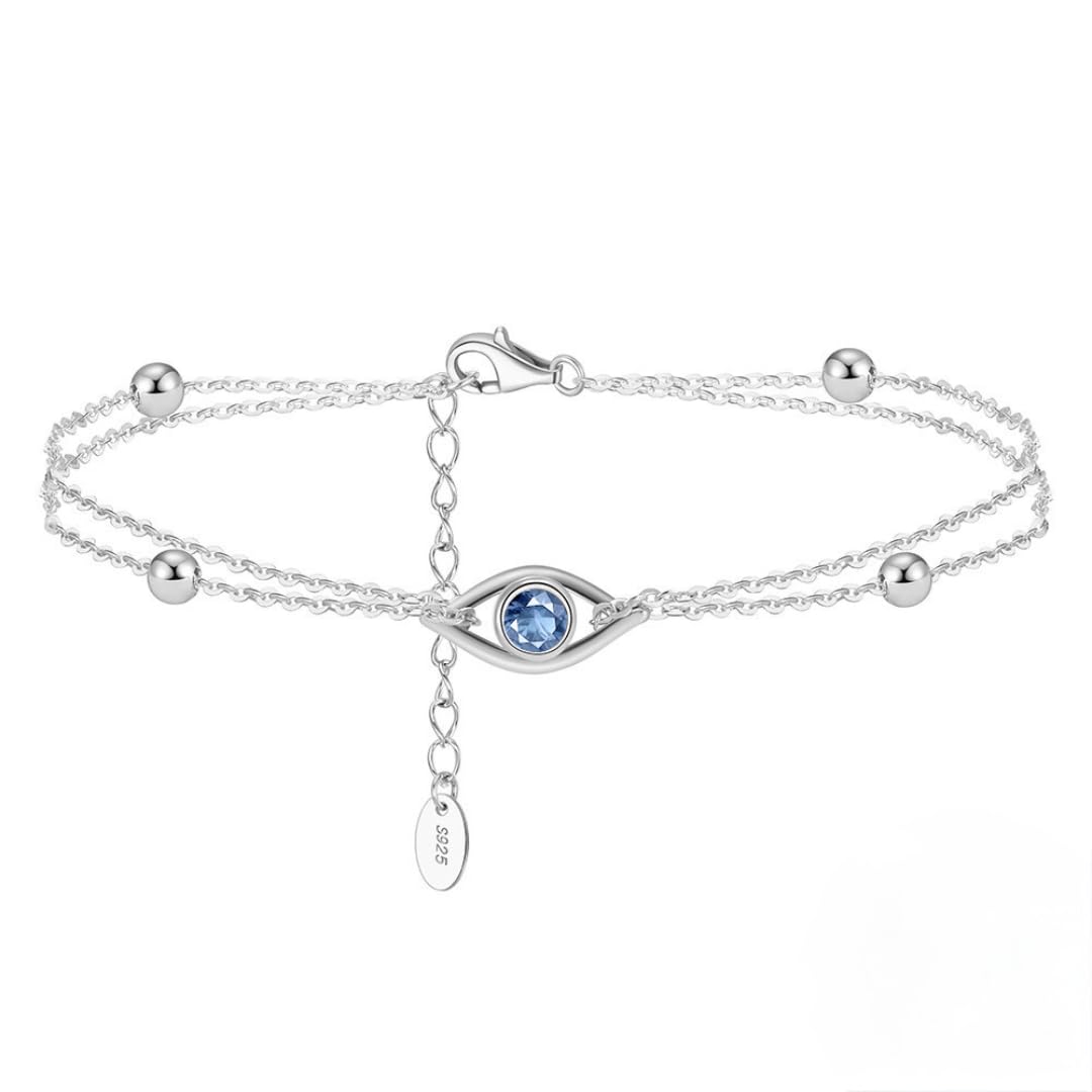 brd jewelry 925 Sterling Silver Gold Blue Evil Eye Bracelet For Women and Girls I Gifts For Girlfriend I 6 Months Warranty (Silver) (B0D9WCHXDK) Amazon Price History, Amazon Price Tracker