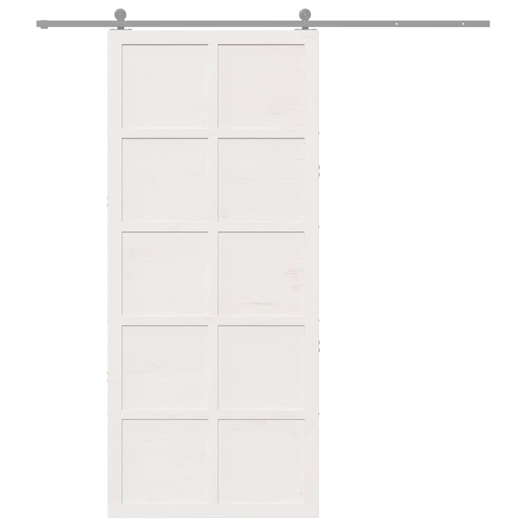 vidaXL Porta del fienile Bianco 90 x 2,5 x 208 cm Pino massello, Divisorio rettangolare per soggiorno, stile moderno con porta a soffietto, in legno di pino per decorare casa
