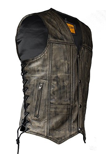 Distressed Brown Leather Vest With Gun Pockets (Size 2XL, 54)