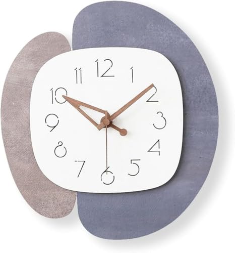 SLLS 北欧風掛け時計 魚の形 木製石紋表面 静音ムーブメント 温かい雰囲気 リビング/寝室/オフィス用 立体凹型数字