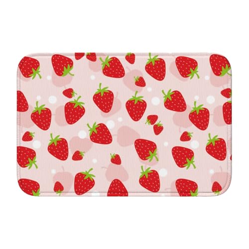 玄関マット いちご柄 苺柄 イチゴ柄 足拭きマット バスマット 滑り止め 吸水 速乾 お風呂マット おしゃれ かわいい 吸水速乾 厚手 防音 業務用 家庭用 40×60cm