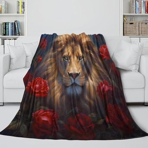Plaid chaud lion 3D anti-froid grand format microfibre lavable - 6