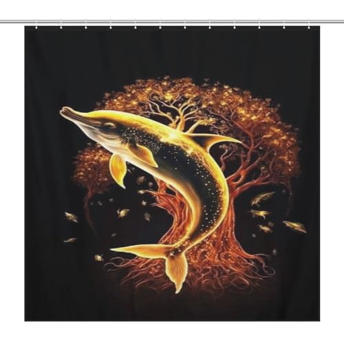 Rideau de douche dauphin imperméable en polyester lavable 183x183 cm