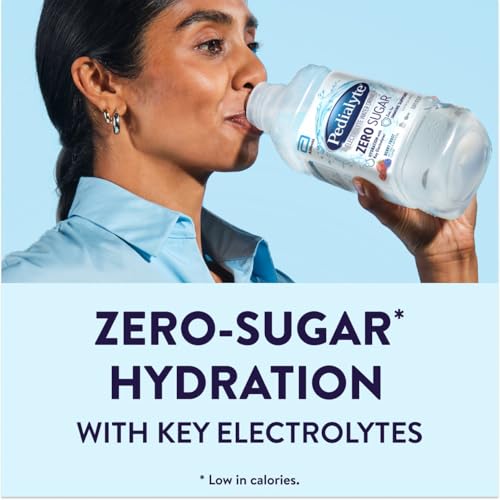 Pedialyte Electrolyte Water with Zero Sugar | Hydration with Key Electrolytes | Great Hydration Low in Calories | Berry Frost, 1 Liter, Pack of 4