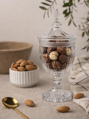 Bombonera Genova de Cristal 24,5cm – Venta Individual – Diseño Elegante y Decorativo