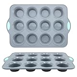 To encounter 2Pack Silicone Muffin Pan with Metal Frame, 12 Cup Regular Size Cupcake Pan, Non-Stick Baking Tray, Food Grade Baking Molds for Oven, Dishwasher Safe