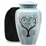 Handcrafted Urn for Human Ashes, Large Decorative Cremation Urns, Memorial Funeral Urn for Men & Women Adults with Trees and Hummingbirds Finish, Metal Alloy 10' H x 6' W