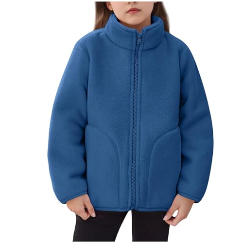 Kids Boys Girls Polar Fleece Jacket Stand Collar Zipper Warm Outerwear Fuzzy Fall Winter Youth Coat 1-14 Years