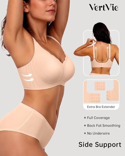 Image of Vertvie Women Seamless Jelly Bras No Underwire Supportive Wireless Push Up Full Coverage Bralette Comfy Scalloped T-Shirt Bra