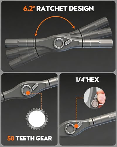 Image of Saker 42-in-1 Magnetic Screwdriver Kit with T Handle Multi-Bit Ratchet Screwdriver Set Gifts for Father, Dad, Home, Computer, Bicycle, Furniture, DIY Dark Grey