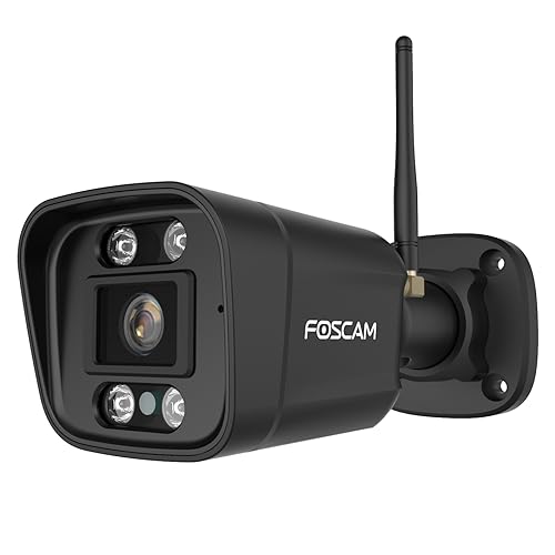 Foscam Cámara IP V5P 5Mpx con Audio bidireccional, Luz Nocturna y Sirena incluida. Negra