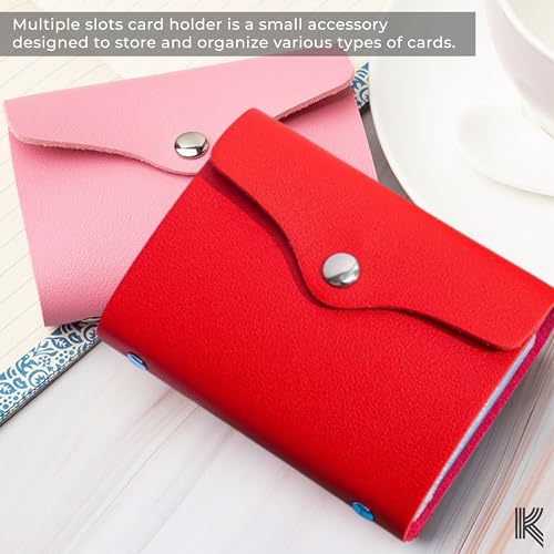 Image of Kraptick Card Holder Wallet for Men & Women - Credit Card Holder Organizer Multi Slot Card Case Wallet Compact Visiting Card Holder Slim Pocket Card Organizer for Daily Use & Travel (Dark Red)