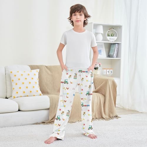 Boys' Pants Cute Tractor Chicken Farm Long Bottoms Jogger Pants Elastic Waist Trousers with Pockets S-XL3