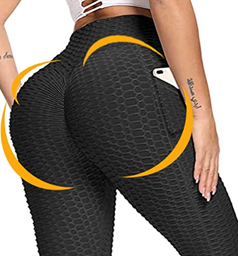 JGS1996 Scrunch Butt Lifting Leggings with Pockets for Women High Waist Peach Lift Compression Leggings Workout Yoga Pants