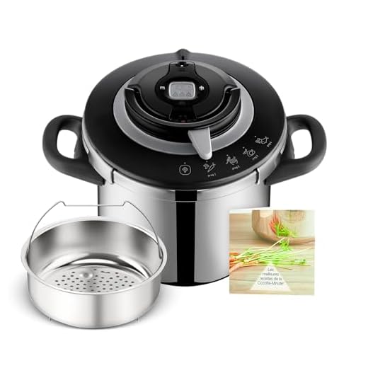 SEB Pentola a pressione rapida, 5-8 persone, induzione, 4 programmi di cottura, cottura rapida, apertura e chiusura del coperchio con una sola mano, Clipso+ CHEF 8L, P4551400, nero