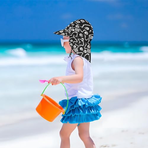 Baby Sun Hat for Girls Boys Skull Skeleton Funny Pattern Printed, Toddler Beach Bucket Hats for Camping Travel Outdoor 2-4T4