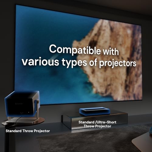 Image of Valerion 200-inch Fixed Frame Projector Screen, 1.3 dB Gain, 80% PQE, 4K /8K Ultra HD, 3D Wall Mount Projector Screen, Works with Long Throw, Short Throw & Ultra Short Throw Projectors