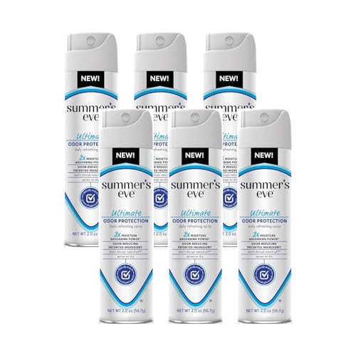 Summer’s Eve Ultimate Odor Protection Feminine Freshening Spray, Daily Intimate Deodorant, Neutralizes Odor, 2X Moisture Absorption, pH Balanced, 2 Ounce (Pack of 6)