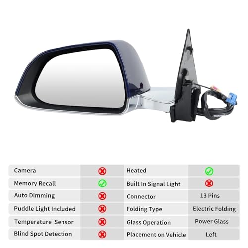 Rétroviseur Tesla Model 3 2017-2020 gauche 13 broches avec antenne - 3