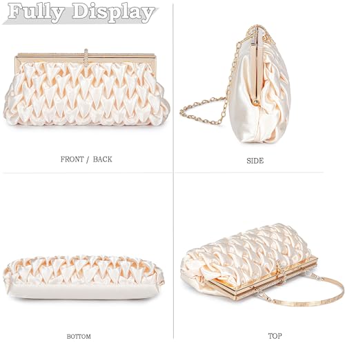 Image of Classic Satin Clutch Bag Diamante Embellished Formal Evening Handbag for Wedding Prom Party Purses